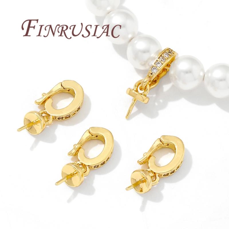 18K Gold Plated Charms Pendants Clasps with Pearl Pendant Mounting,Connectors For Jewelry,DIY Necklace Accessories