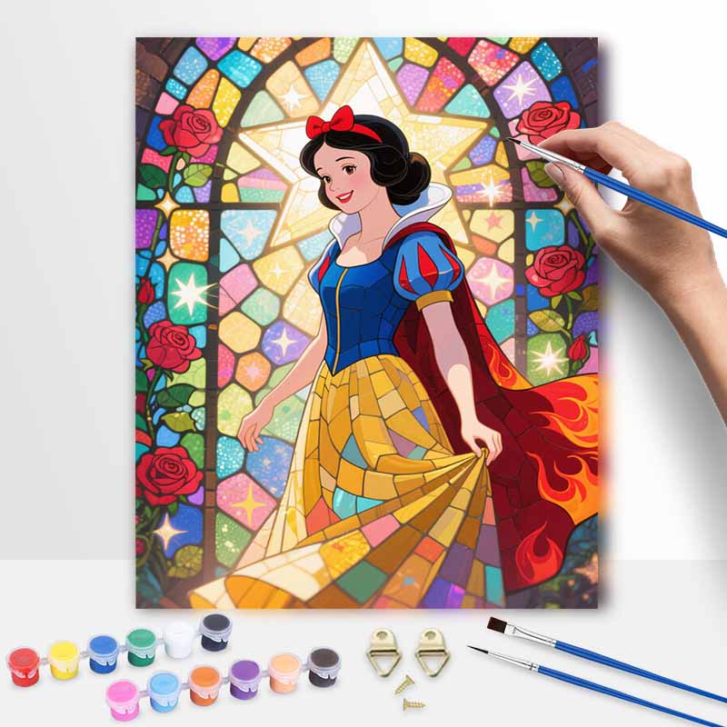 Disney Stained Glass Princess Oil Painting Hand Painting Coloring Painting Handmade Diy Home Decoration Gift