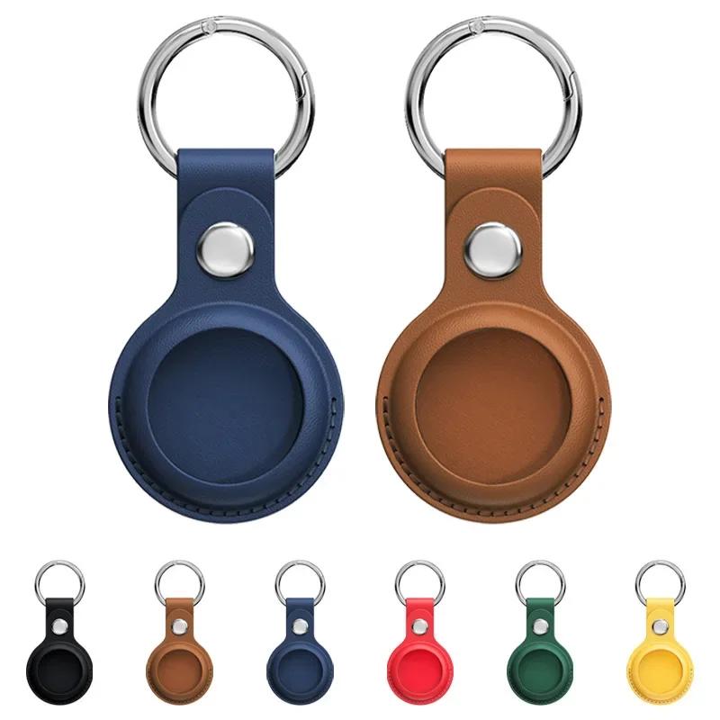 Leather Keychain for Apple Airtags Case protector Cover Bumper Shell Tracker Anti-scratch Air Tag Key Ring Holder Accessories
