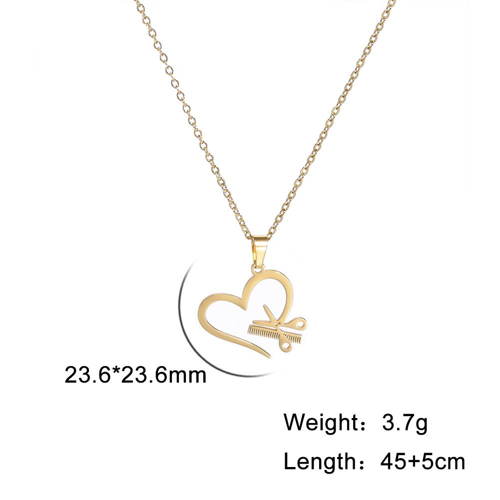 Cazador Hair Stylist Pendant Scissors Comb Chain Necklaces Stainless Steel Necklace Punk Trendy Jewelry for Women Birthday Gift