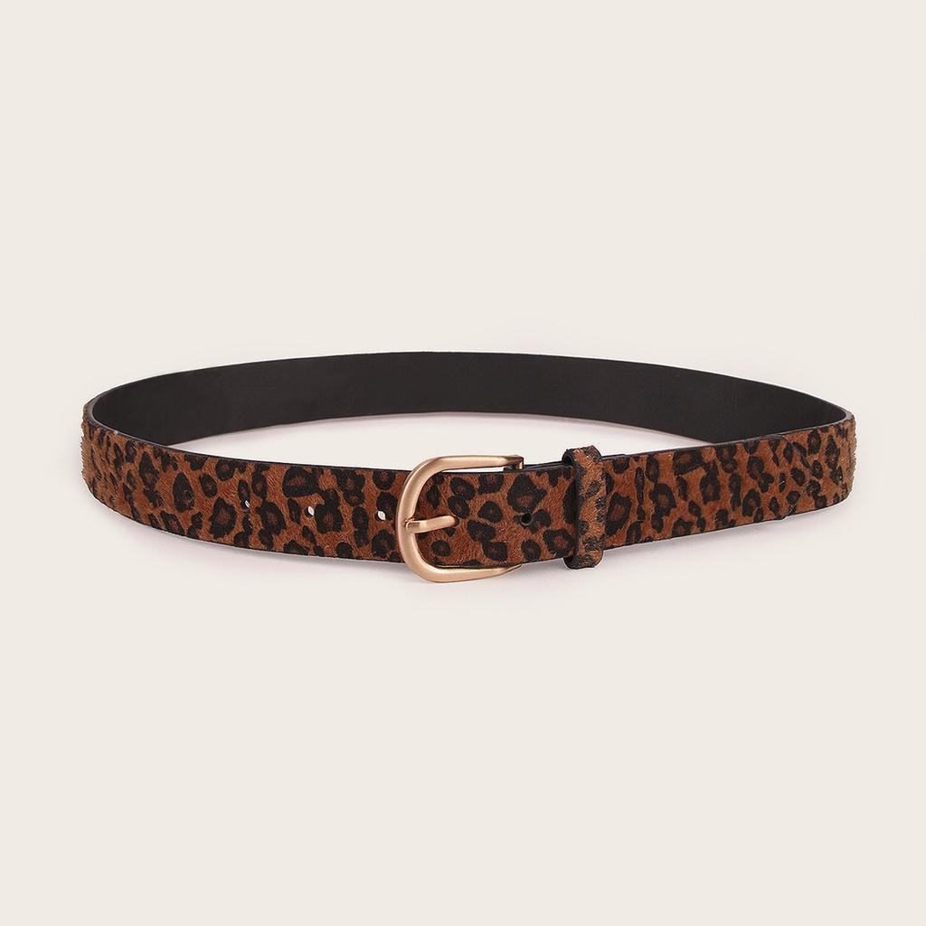 Women Leopard Print PU Leather Pin Buckle Waist Belt Fashionable Animal Pattern for Jeans Dresses and Various Outfit