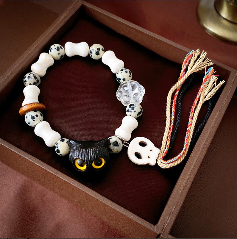 Vintage French Style T-Shaped Pearl Buckle Heart Bracelet for Women