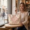 Elegant Pink Damask Tote Bag Stylish Daily Carry All for Shopping Commute