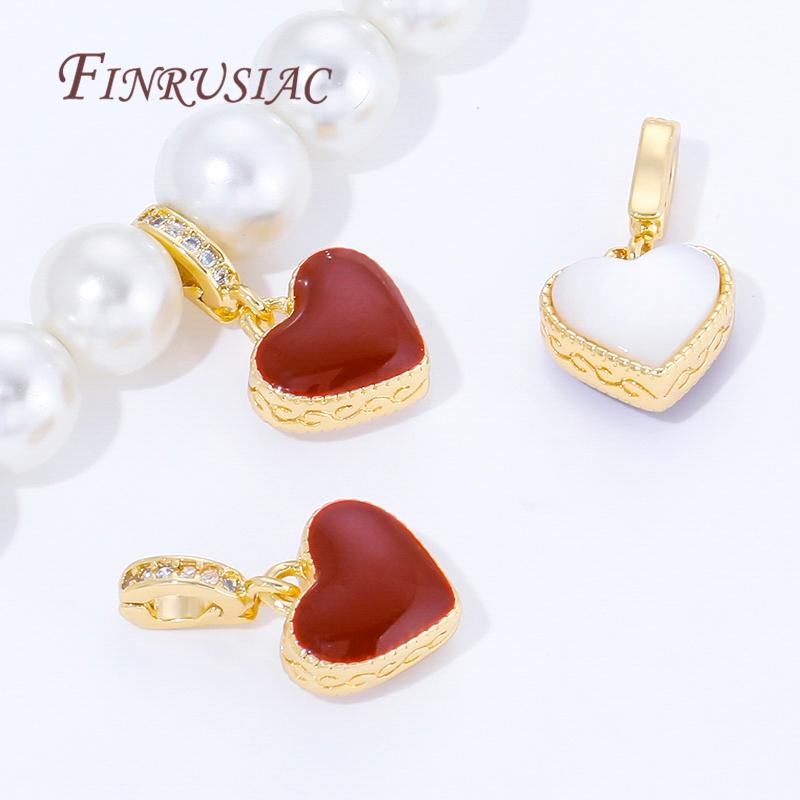 1/2Pcs 18K Gold Plated Red Heart Pendants For Necklaces Accessories,DIY Charms For Jewelry Making Supplies