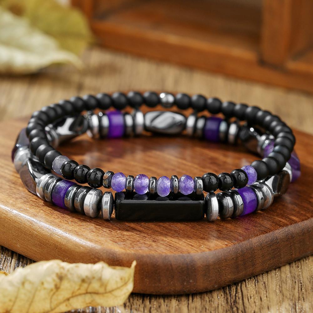 Black Crystal Stone Hand Chain With Geometric Design For Travel And Gifts