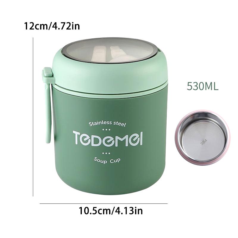 

Stainless Steel Vaccum Cup Soup Lunch Box Storage Warmer With Spoon Food Thermal Jar Insulated Soup Thermos Containers Cooler зелёный