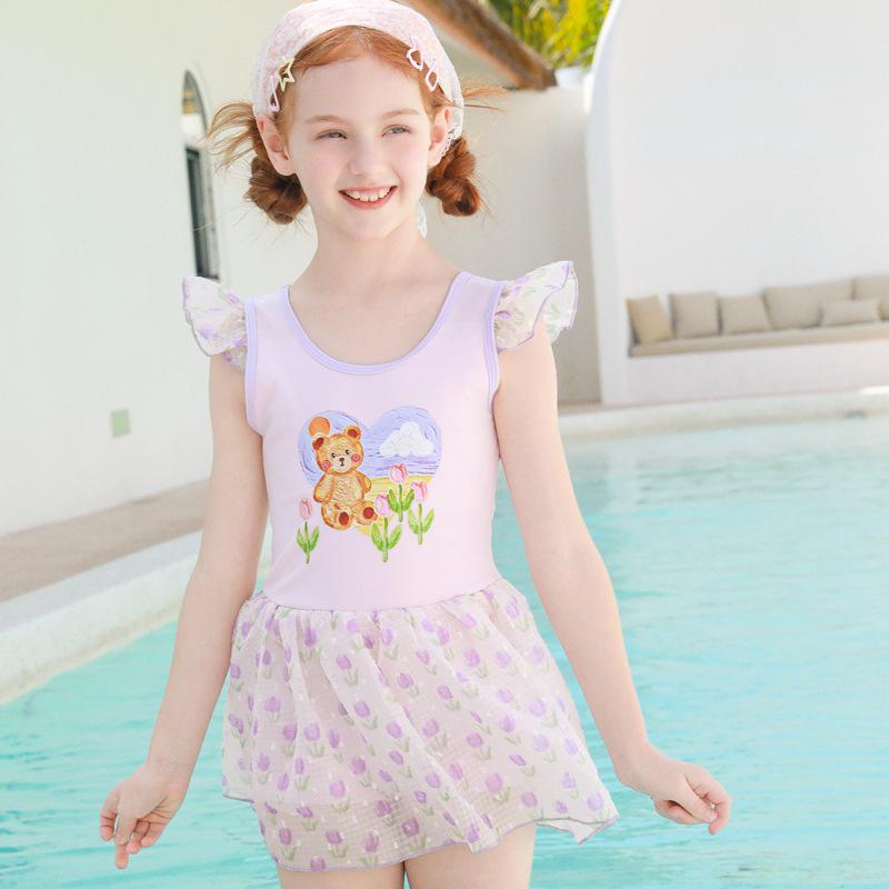 Girls' 2025 Princess One-Piece Swimsuit for Toddlers & Babies