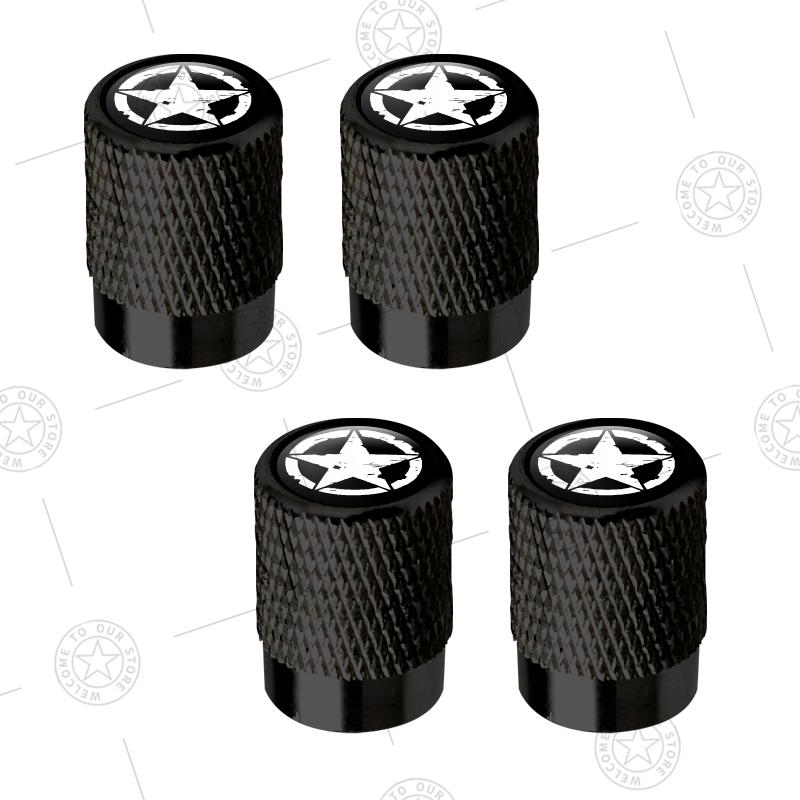 4pcs Five-Pointed Star Logo Car Wheel Tire Valve Caps Air Stem Aluminum Accessories For Jeep Wrangler Sahara Cherokee Ford F150 AMR1