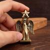 1/2Pcs Small Brass Angel Statue Vintage Metal Finish Star Holding Design For Home Desktop Shelf Decor Holiday Gifts