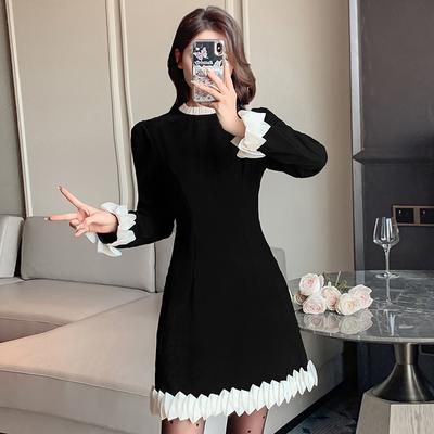 Γυναικεία ανοιξιάτικα vintage δαντελένια φόρεμα Γλυκά κορεάτικα ρούχα μαύρα κομψά φορέματα