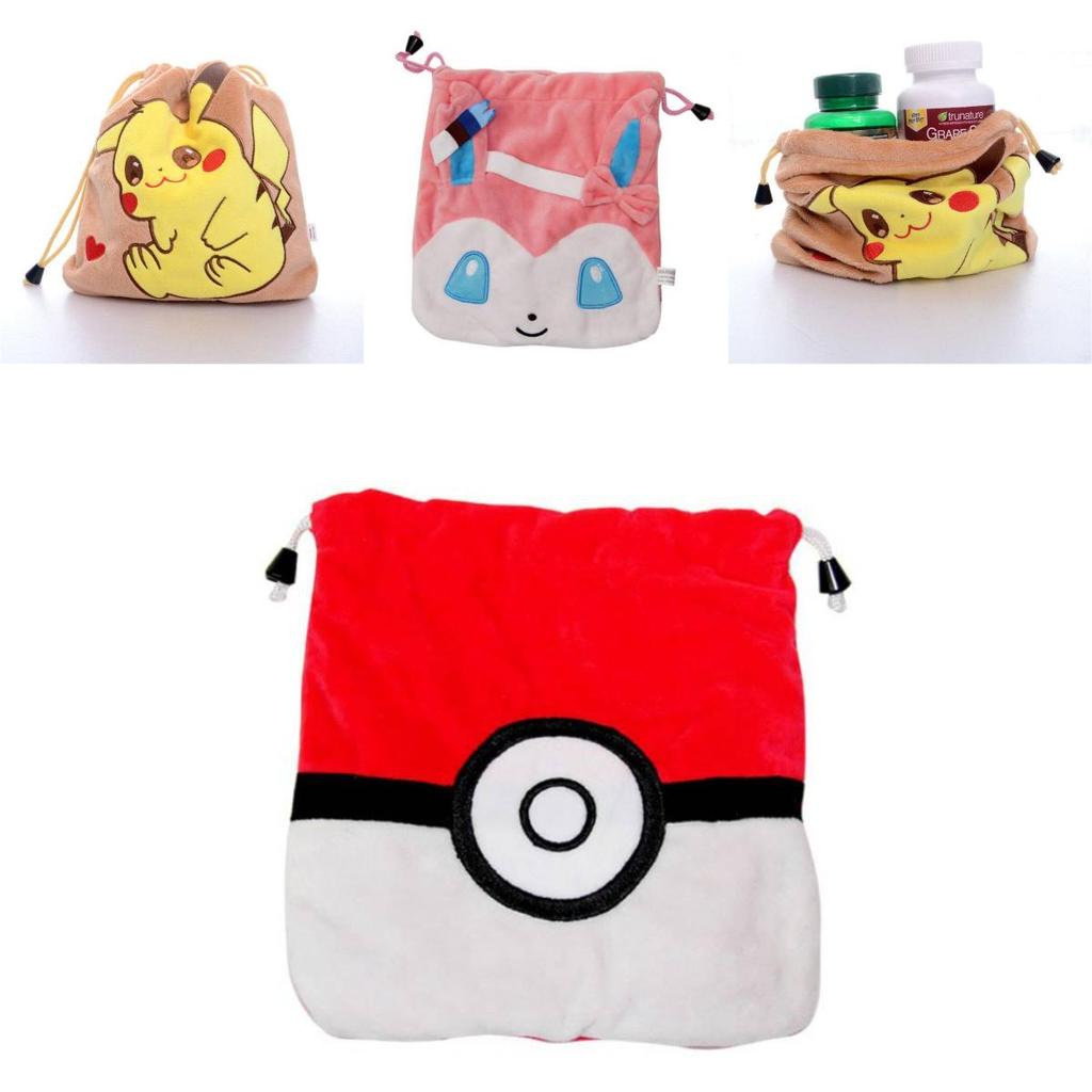 Pokmon Insulated Fur Drawstring Pouch For Travel Storage And Gift Packaging