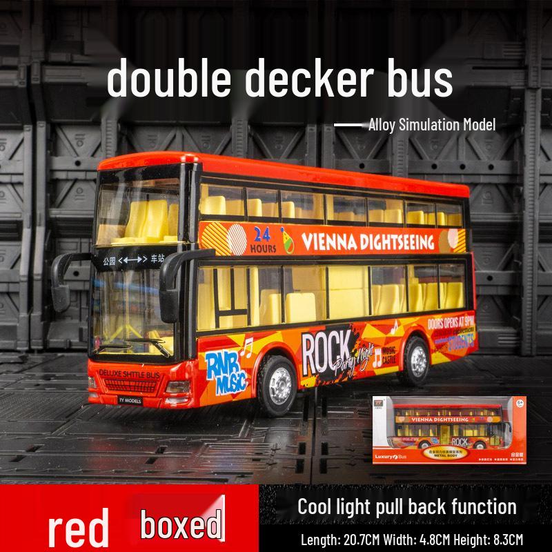 

Модель двухэтажного автобуса из сплава Tianying 6016B с инерционным механизмом, звуковыми и световыми эффектами