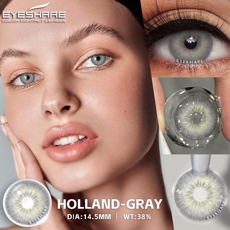 Eyeshare 1 Pair Holland Yearly Contact Lenses Blue Colored Eye Contacts Natural Gray Pupils For Men