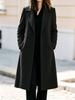 Amazon European and American women's clothing autumn and winter fashionable and simple double-breasted long-sleeved solid-color woolen jacket