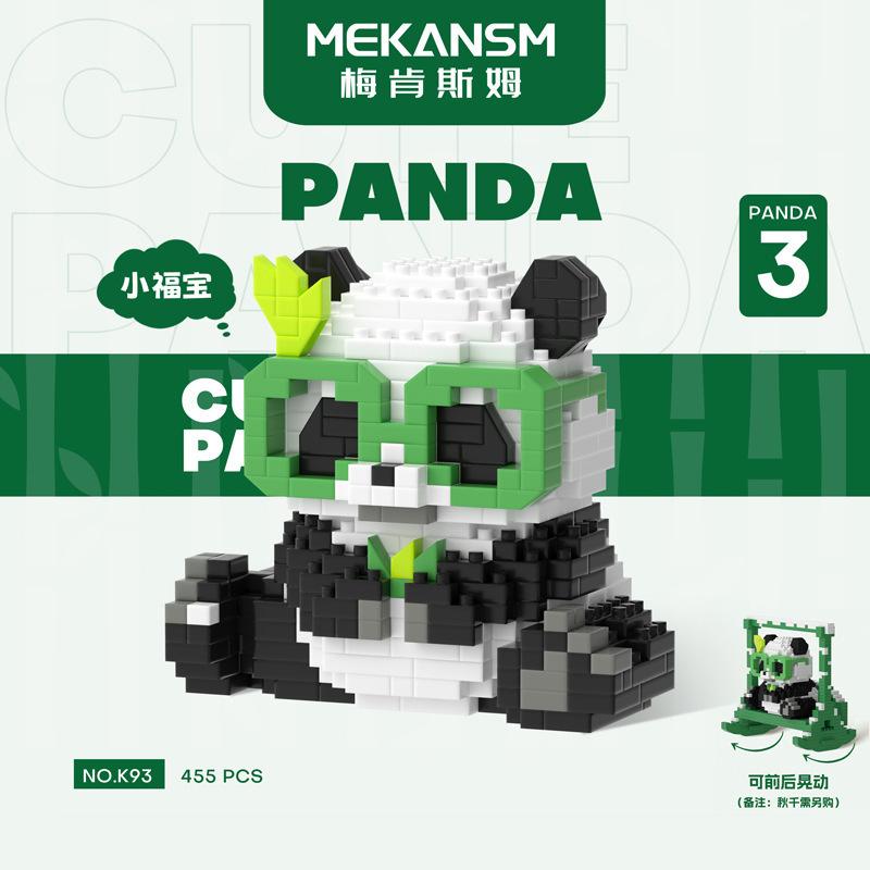 Mini stavebnice Roztomilá panda Stavebnice Houpačka Stavebnice pro děti 6 7 8 9 10+ Dospívající Dospělí 3D zvířecí kostky Hračka