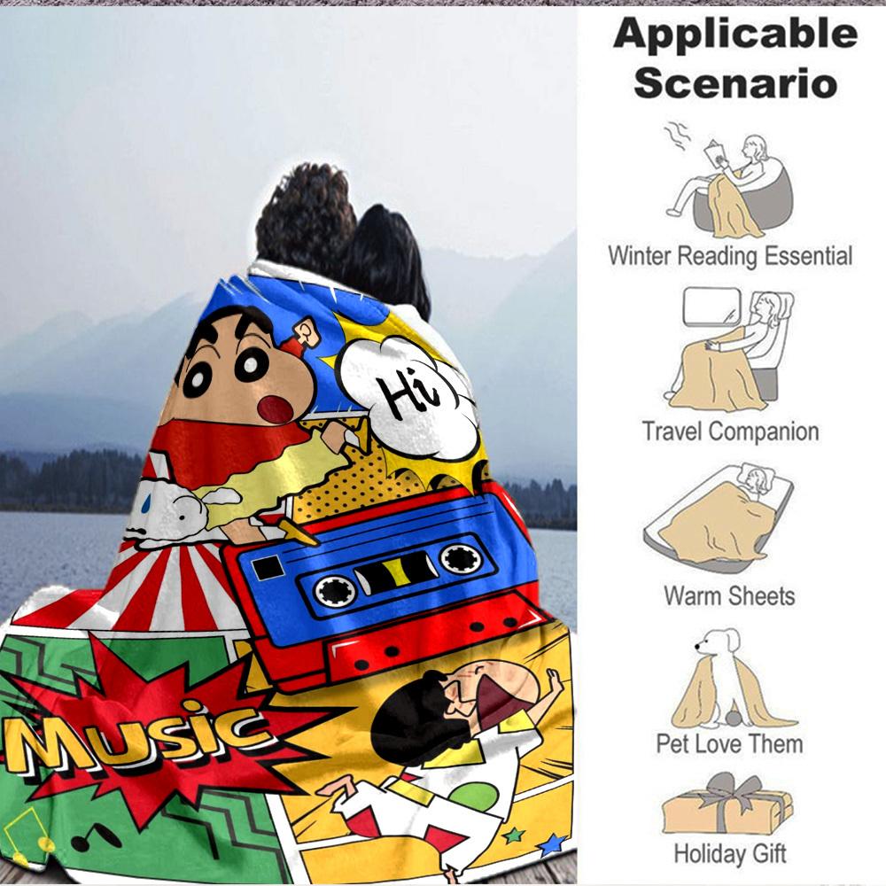 1PC Crayon Shin chan Blanket Lightweight Flannel Throw Blanket for Sofa, Bed, Travel, Camping, Livingroom, Office, Couch