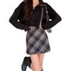 Women's High Waist Woolen Plaid Mini Skirt - Slim Fit Autumn/Winter 2026