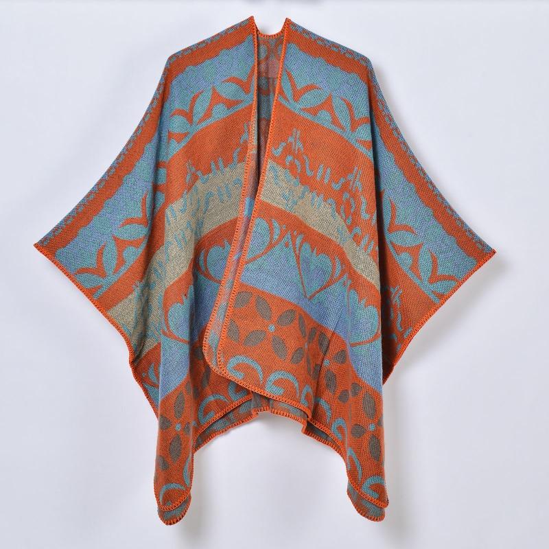 New scarf shawl women's fashion simple thickened jacquard warm cardigan
