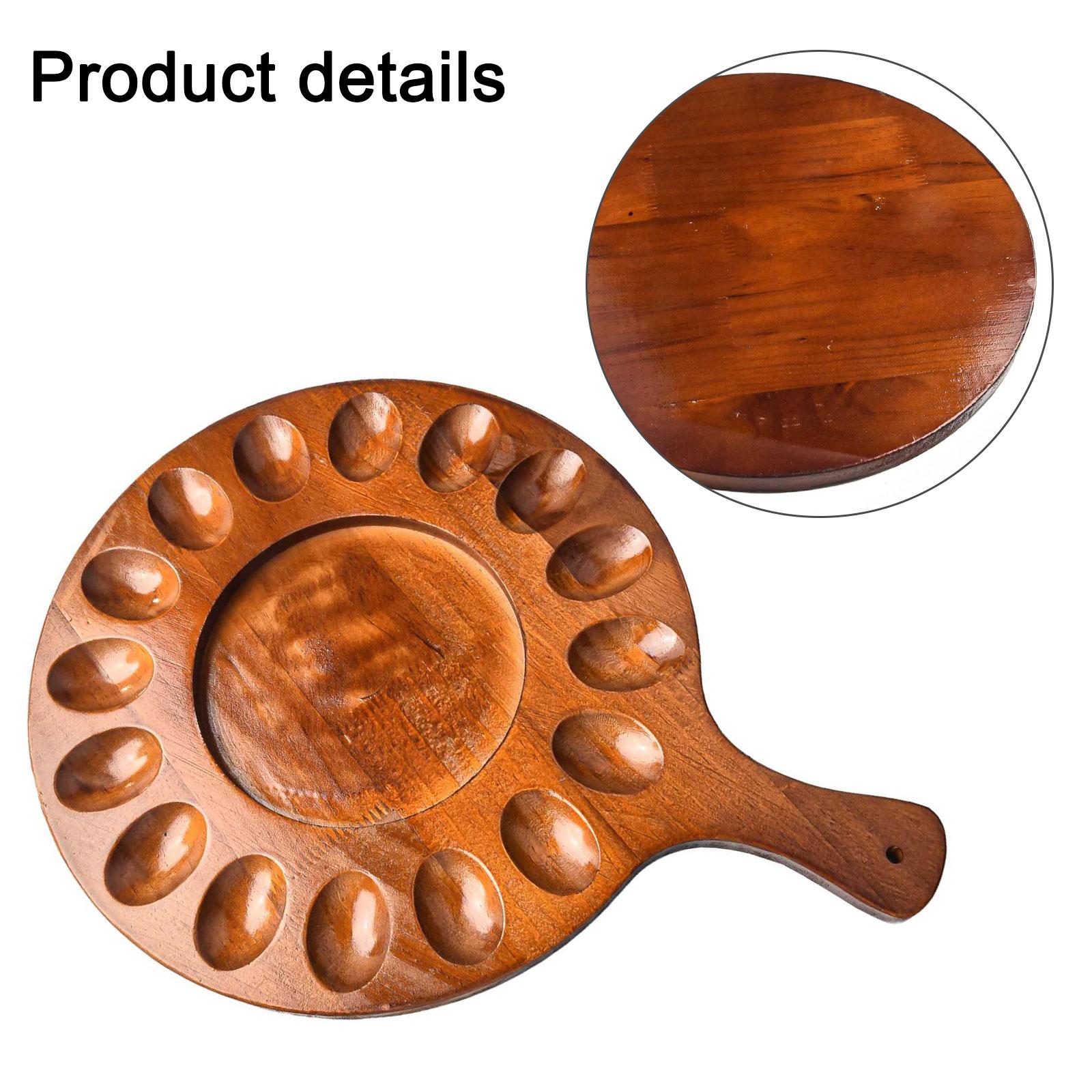 

Deviled Egg Platter Round Egg Holder Wooden Deviled Egg Tray Hole Acacia Wood