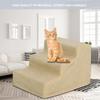 3 Steps Pet Dog Cat Stairs Ramp Ladder with Removable Cover for High Bed(Beige)
