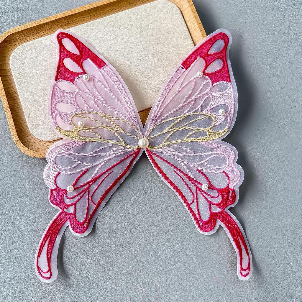 Bunte gestickte Spitze Schmetterling Applikationsaufnäher für DIY Bekleidungszubehör