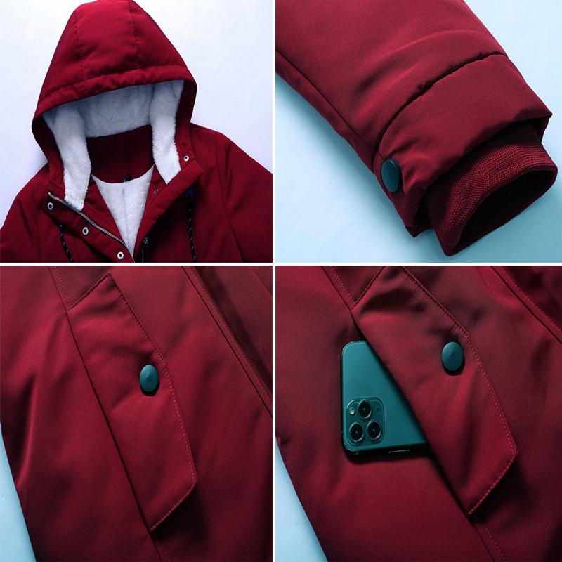 Winter Women Warm Parkas Hooded Retro Thick Plush Coats Female Fleece Lined Mid-Long Cotton Jacket Warm Coats Clothing
