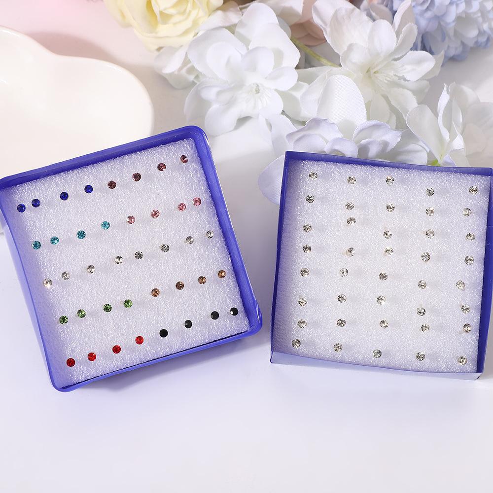 1 Box Colorful Resin Earrings, Plastic Earrings, Crystal Ear Studs, Set of Ear Bone Pins