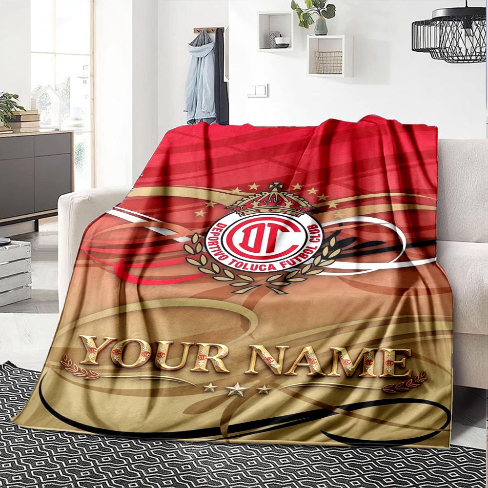 Name Custom Deportivo Toluca FC Print Flannel Blanket High Quality Warm Comfortable Cover for All Seasons Perfect for Gifts Home Decor