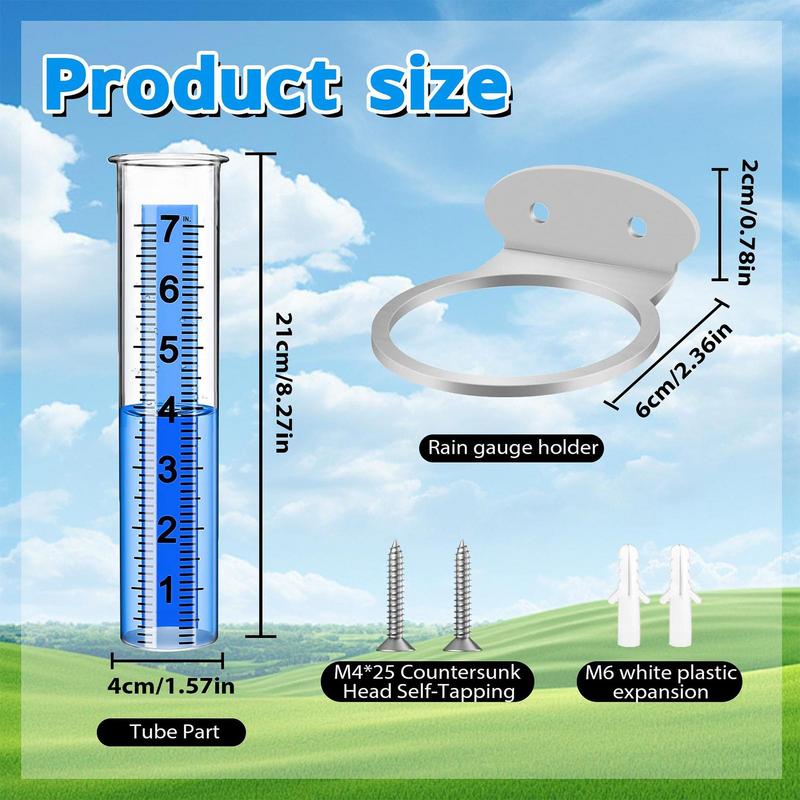 Garden Rain Gauge Freeze Proof Water Rain Meter Transparent Accurate Measuring Tool With Large Clear Numbers For Lawn Backyard