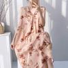 Retro style floral nightdress with chest pad women's summer thin anti-bumping loose large size can be worn outside loungewear skirt