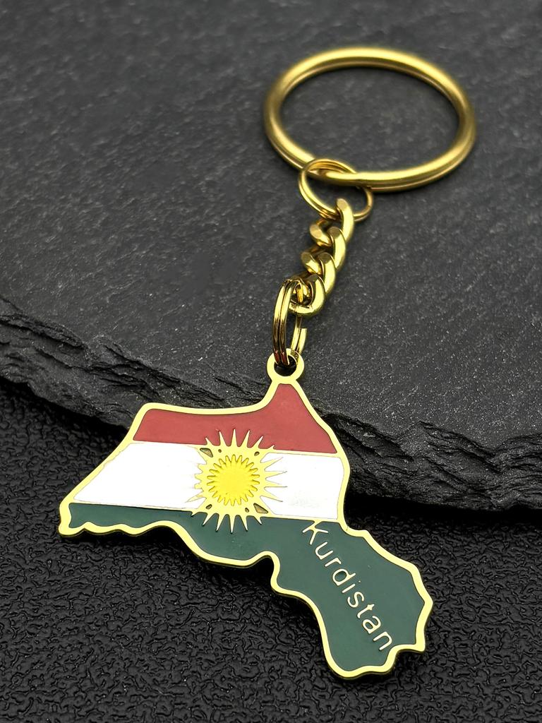 Kurdistan Region Map Necklace for Women Men Chains Stainless Steel Kurdish Flag Map Pendants Necklace Jewelry Collar N6212S01