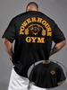 Powerhouse Gym Mens T Shirt Bodybuilding Muscle Fitness Crew Neck Workout Top Te