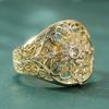 Delicate Gorgeous Dazzle Synthetic Zirconia Hollow Floral Ring for Women Luxury Elegant Banquet Celebration Jewelry Accessories