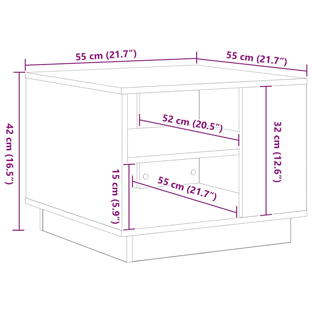 Coffee Table Black Oak Look 55 x 55 x 42 cm Engineered Wood
