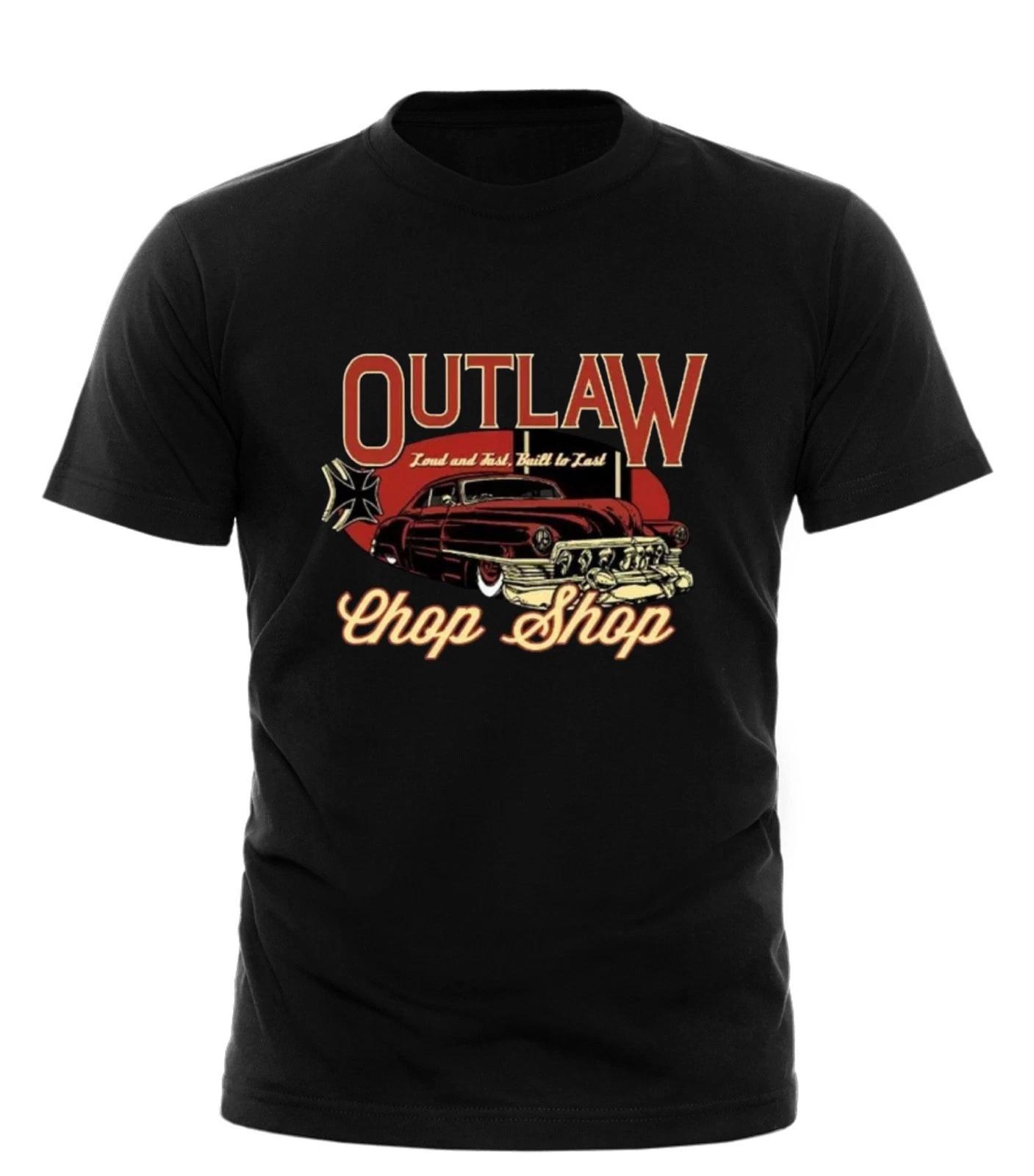 OUTLAW CHOP SHOP HOT ROD ФУТБОЛКА Футболка ОДЕЖДА 100% ХЛОПОК RAT ROD РЕТРО S