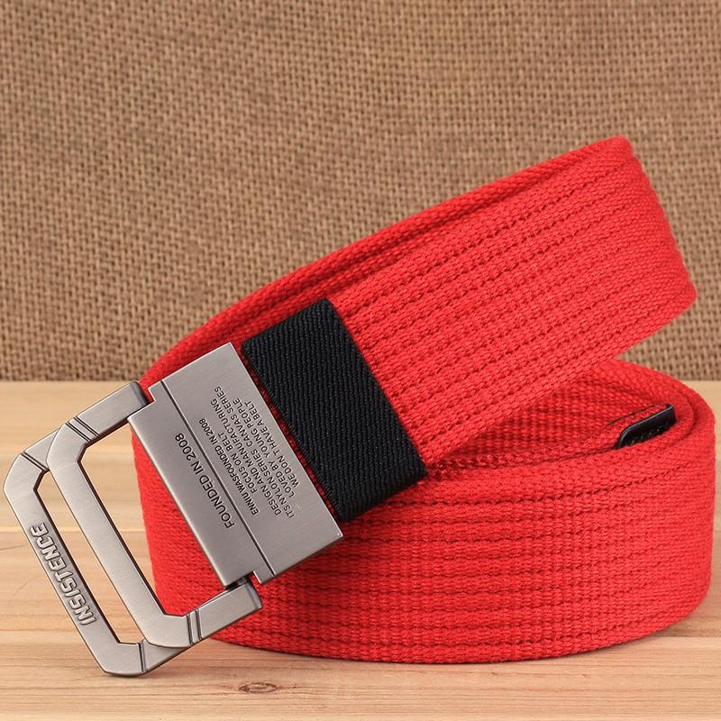 TUSHI Alloy Double Loop Buckle Canvas Belt Men s Casual All-matching Teen Student Pants 115cm красный