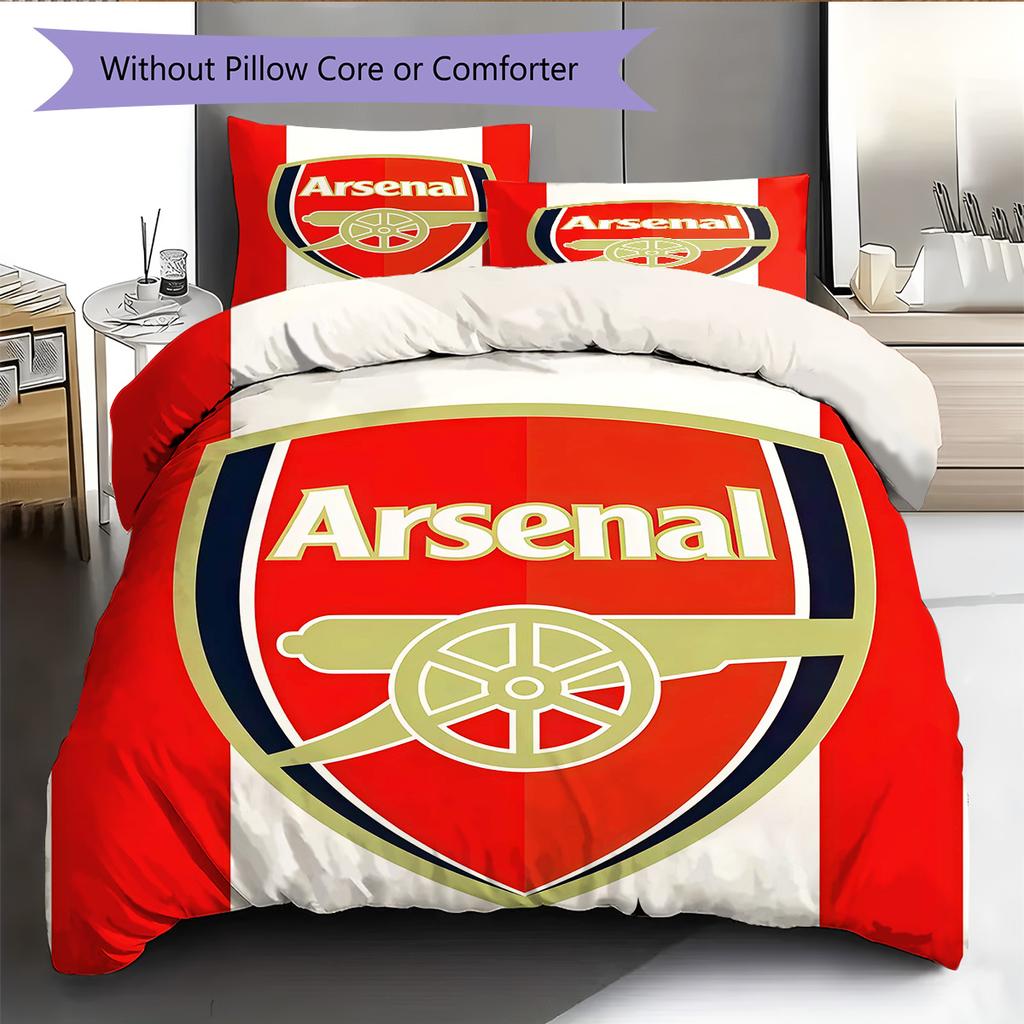 Logo The Gunners Zestaw pościeli z kołdrą Poszewka na kołdrę Poszewka na poduszkę Dekoracja domu Prezent urodzinowy (1 * poszwa na kołdrę + 2 * poszewki na poduszki, bez rdzenia)
