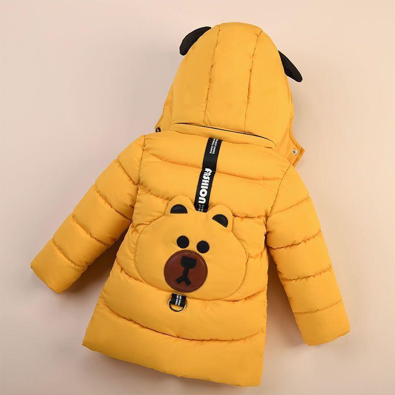 Fashion Baby Boys Jacket Autumn Winter Bear Keep Warm Hooded Down Coat Kids Child Outerwear
