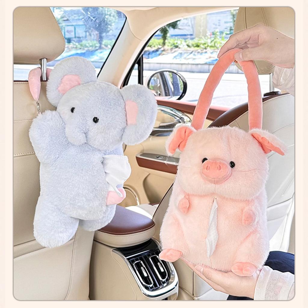 Plush Tissue Holder Adorable Animal Shaped Paper Towel Dispenser Soft Car For Home And Vehicle Storage A0KF