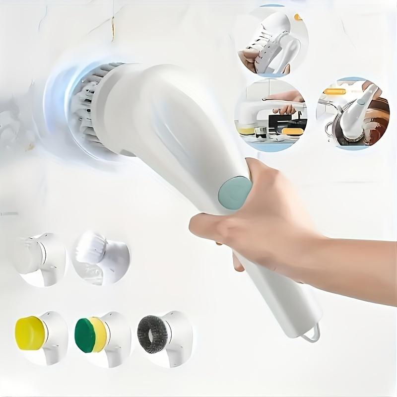 Wireless Electric Scrubber Brush, Multi-Purpose Power Scrubber with 5 Brush Heads, USB Rechargeable Scrubber Brush for Ceramic Tile, Sink, Stove Etc