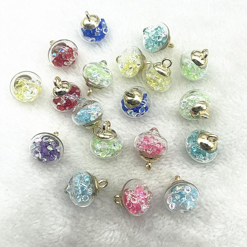 New 16mm Colorful Transparent Ball Glass Star/Round Charms Pendant Find Hair Accessories Jewelry Charms Earring