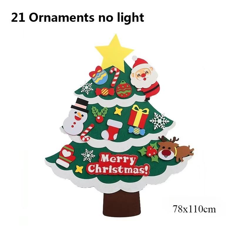 DIY Filz-Weihnachtsbaum-Set mit Schmuck Weihnachten Feiertagsdekoration Weihnachtsmann Geschenk Neujahr Tür Wandbehang Dekoration