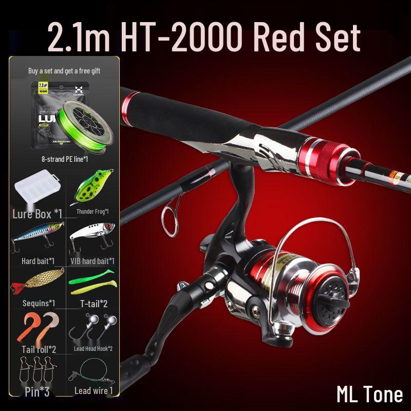 Hasda Carbon Fishing Rod & Reel Set - Straight Handle, Long Cast Metal Spinning Reel, Ideal for Beginners