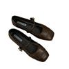 Mary Jane shoes shallow buckle single shoes women's spring square head flat bottom soft sole comfortable Doudou shoes with high wedge heel
