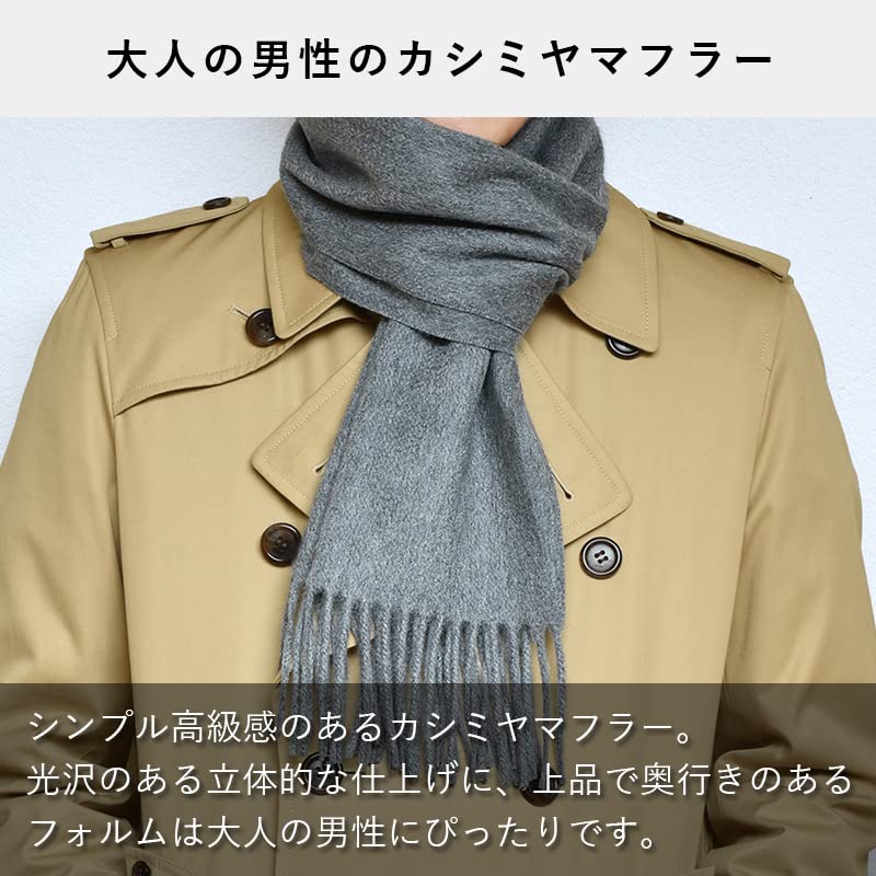 TAVARAT Cashmere Made In from Blanket Town Cashmere Men's Scarf, 100% Cashmere, Japan, Brushed, (Wine Red)