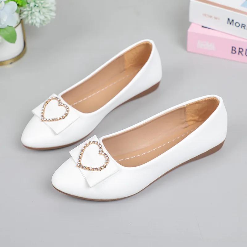 Móda Jaro podzim Kancelář Lakovaná kůže Dámské baleríny boty Mašle s kovovou sponou Dámské Podzim Dívka Balerína Šaty Špičatá špička Nazouvací