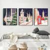 Christmas Gift Travel London Paris Prague Wall Art Canvas Painting Holiday Cottage Posters and Prints for Living Room Home Decor