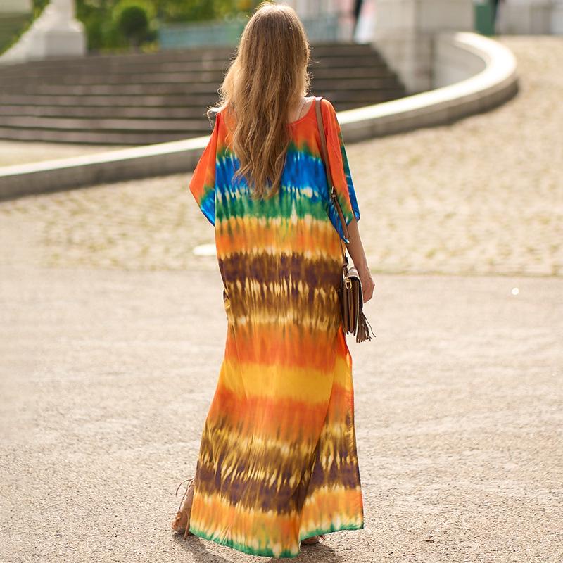 Übergröße Viskose Strandrobe: Lockeres langes Kleid & Badeanzug-Überwurf