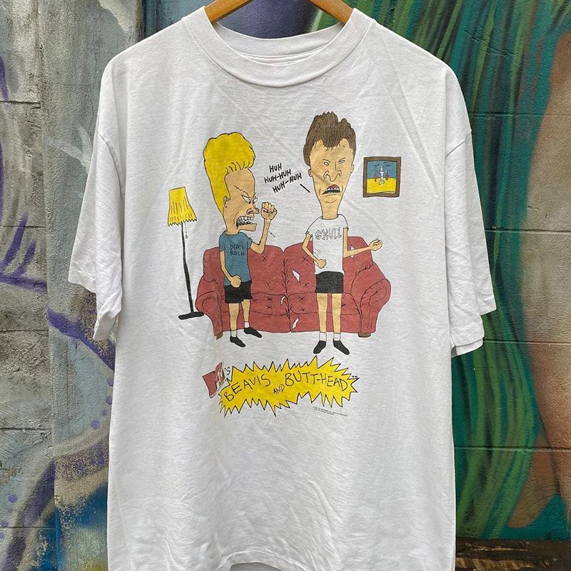 Trendy Men s and Women s Pure Cotton Street Short-sleeved T-shirts Beavis and Butt-head Anime Merchandise S разноцветный