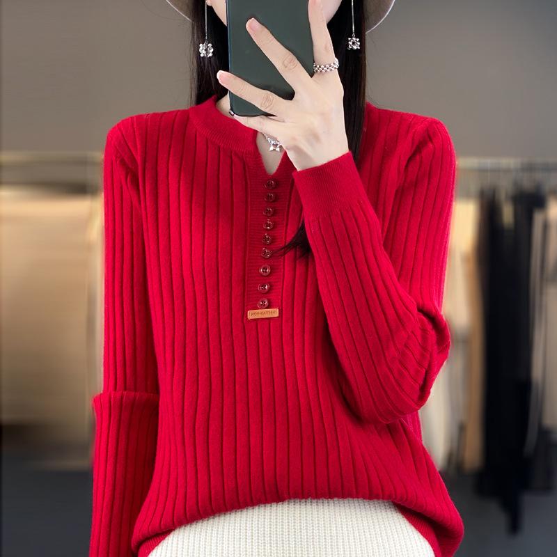 YYFS Women's Fashion Casual Solid Color Print Autumn Winter Long Sleeve O Neck Sweaters